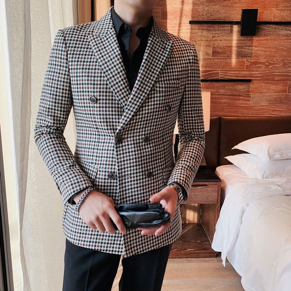 men's suits & blazers british men's jacket, plaid jacket set, casual, double button, social, White;black
men's suits & blazers british men's jacket, plaid jacket set, casual, double button, social, White;black