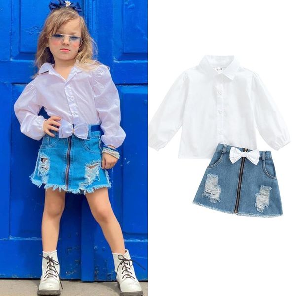 clothing sets focusnorm 1-6y fashion infant kids girls clothes 2pcs solid single breasted shirts +denim zipper a-line skirts, White
clothing sets focusnorm 1-6y fashion infant kids girls clothes 2pcs solid single breasted shirts +denim zipper a-line skirts, White