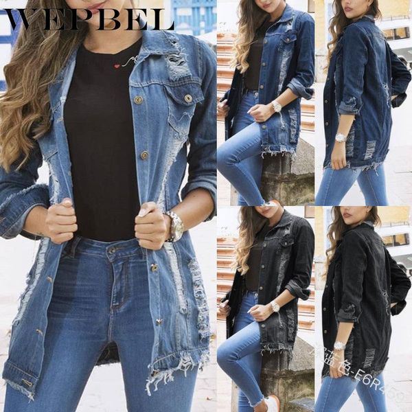 wepbel autumn women long sleeve jean coat loose long button slim jackets women washed jean denim jackets ripped overcoat, Black;brown
wepbel autumn women long sleeve jean coat loose long button slim jackets women washed jean denim jackets ripped overcoat, Black;brown