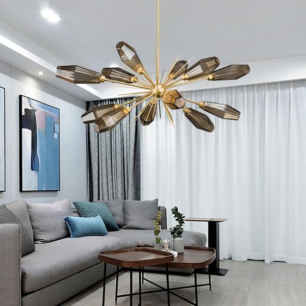 chandeliers modern chandelier in the living nordic decor style room smoky gray glass branch led lamp