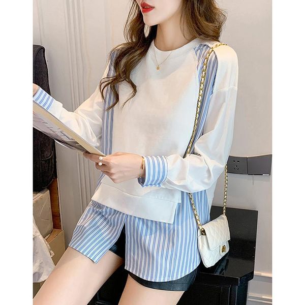 women's hoodies & sweatshirts false two garment female style thin fashion stripe stitching shirt south korea, Black
women's hoodies & sweatshirts false two garment female style thin fashion stripe stitching shirt south korea, Black
