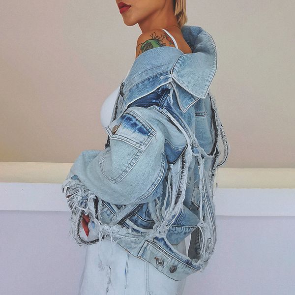 vintage hole denim jacket for women lapel long sleeve streetwear casual short jackets female fashion new clothing, Black;brown
vintage hole denim jacket for women lapel long sleeve streetwear casual short jackets female fashion new clothing, Black;brown