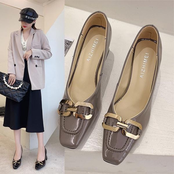 dress shoes 6 cm 2021 spring autumn women high heels patent leather solid color square toe fashion ladies quality, Black
dress shoes 6 cm 2021 spring autumn women high heels patent leather solid color square toe fashion ladies quality, Black