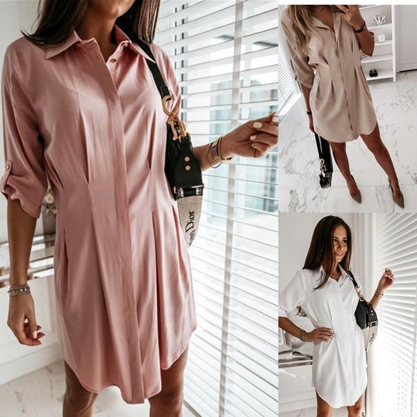women's irregular shirt summer fashion casual wild solid color flip sleeve button down blouse, White
women's irregular shirt summer fashion casual wild solid color flip sleeve button down blouse, White