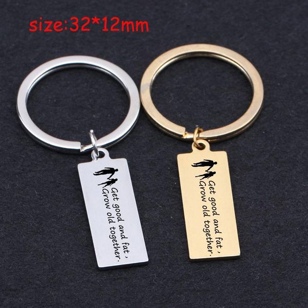 keychains engraved get good and fat grow old together stainless steel keychain for lovers' couple gift key tag ring holder, Silver
keychains engraved get good and fat grow old together stainless steel keychain for lovers' couple gift key tag ring holder, Silver