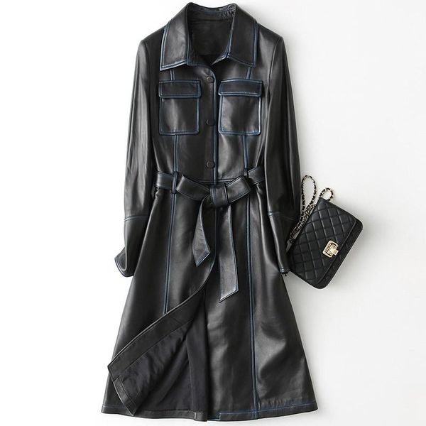 women's leather & faux autumn genuine spring jacket women real sheepskin coat female korean vintage trench coats kqn29225 my2046, Black
women's leather & faux autumn genuine spring jacket women real sheepskin coat female korean vintage trench coats kqn29225 my2046, Black
