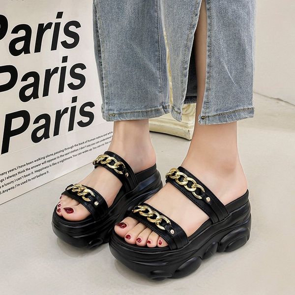 high heels flip flops summer popular women wedge chain sandals flat platform slippers shoes open toe slippers casual shoes, Black
high heels flip flops summer popular women wedge chain sandals flat platform slippers shoes open toe slippers casual shoes, Black