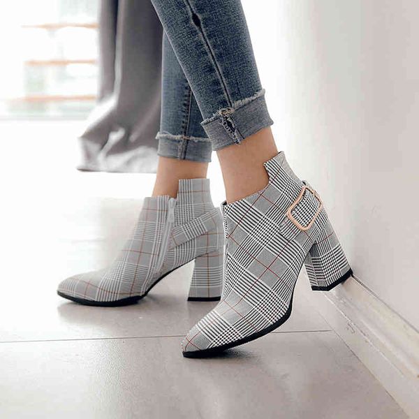 dress shoes large size women boots fashion plaid pointed toe high heels women's autumn winter ankle female 54p7, Black
dress shoes large size women boots fashion plaid pointed toe high heels women's autumn winter ankle female 54p7, Black