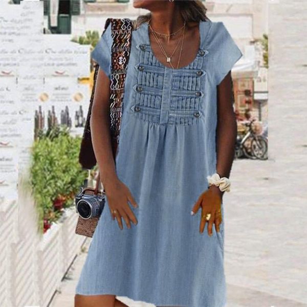 casual dresses 40# denim dress women o neck short sleeve button up knee-length plus size straight vintage vestidos, Black;gray
casual dresses 40# denim dress women o neck short sleeve button up knee-length plus size straight vintage vestidos, Black;gray