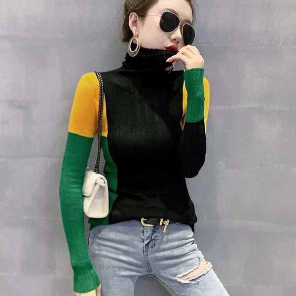 women's sweaters fall korean style knitted ladies sweater fashion contrast color patchwork pullovers turtleneck long sleeve 2021, White;black
women's sweaters fall korean style knitted ladies sweater fashion contrast color patchwork pullovers turtleneck long sleeve 2021, White;black