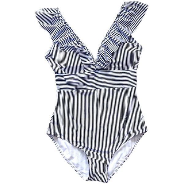 female retro v neck blue striped swimsuit one piece ruffled push up padded high waist swimwear women blue
female retro v neck blue striped swimsuit one piece ruffled push up padded high waist swimwear women blue