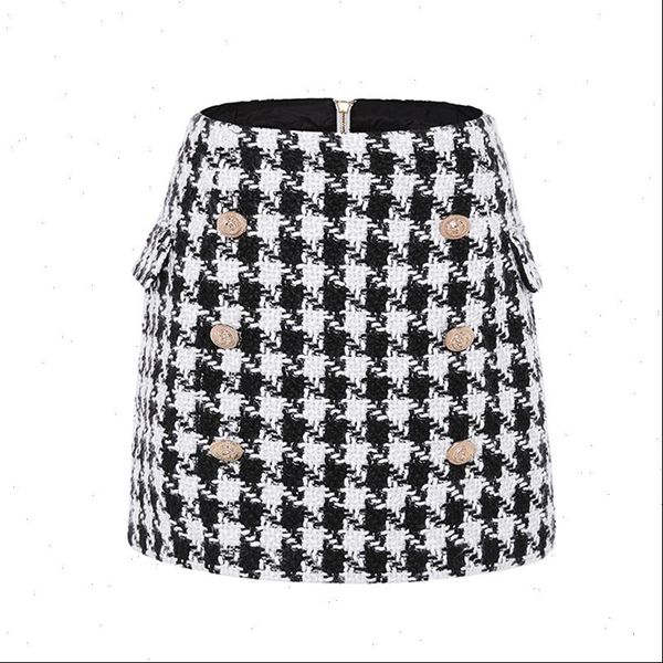 new fashion runway 2021 designer skirt womens metal lion buttons embellished houndstooth tweed mini skirt drop shipping, Black
new fashion runway 2021 designer skirt womens metal lion buttons embellished houndstooth tweed mini skirt drop shipping, Black