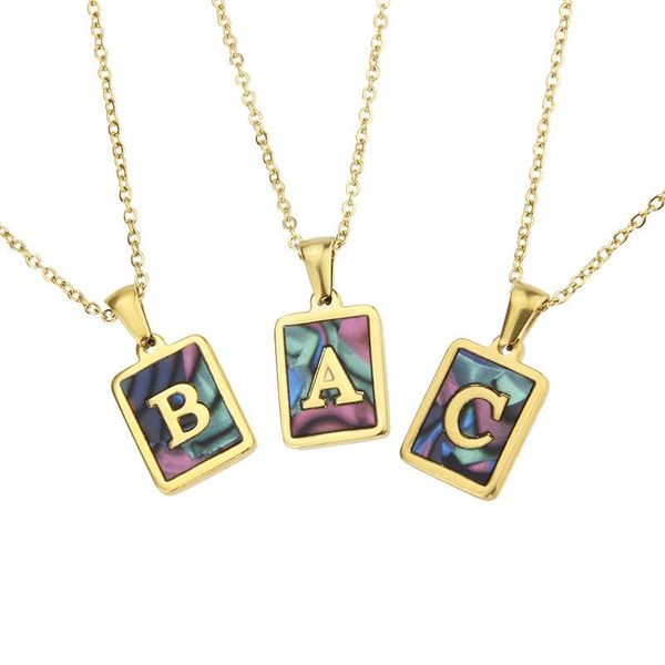 pendant necklaces letter necklace for women stainless steel square abalone shell choker neck chains rainbow couple m4, Silver
pendant necklaces letter necklace for women stainless steel square abalone shell choker neck chains rainbow couple m4, Silver