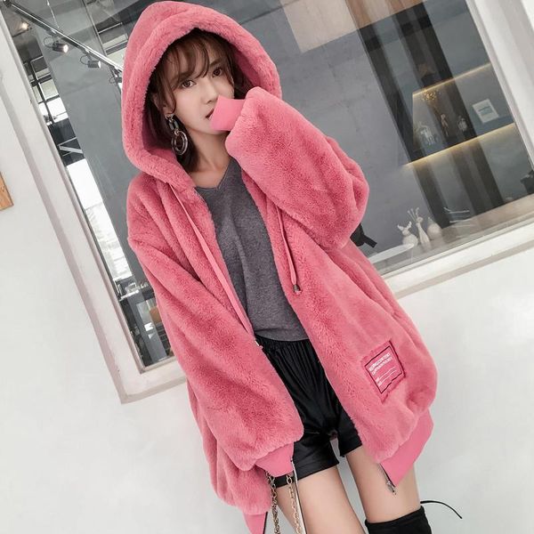 women's fur & faux 2021 women coat autumn winter hooded long fashion imitate sheep shearing sleeve plus velvet thick jacket, Black
women's fur & faux 2021 women coat autumn winter hooded long fashion imitate sheep shearing sleeve plus velvet thick jacket, Black