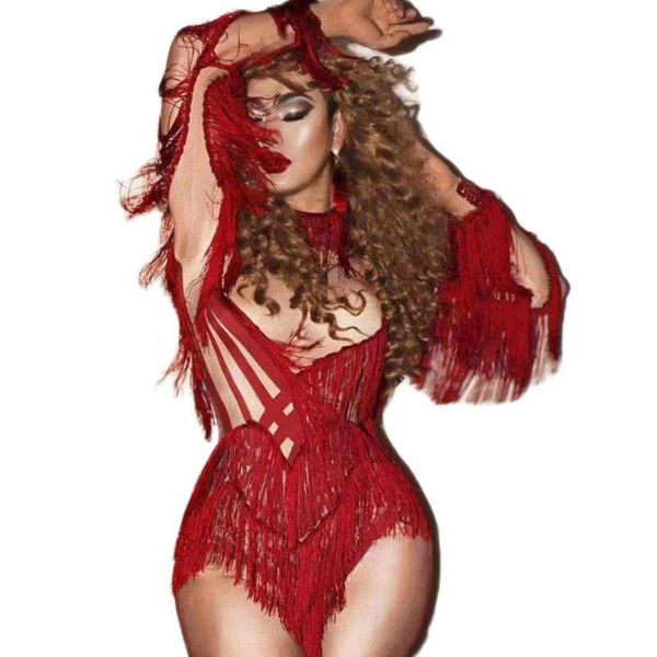 stage wear red pattern printing tassel long sleeve bodysuit party evening costume ladies nightclub performance clothing latin dance clothes, Black;red
stage wear red pattern printing tassel long sleeve bodysuit party evening costume ladies nightclub performance clothing latin dance clothes, Black;red