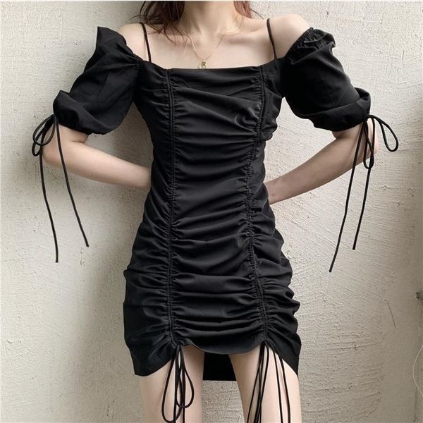 2021 collar suspender dress temperament waist close slim pleated buttock hepburn style small black skirt women's summer, Black;white
2021 collar suspender dress temperament waist close slim pleated buttock hepburn style small black skirt women's summer, Black;white