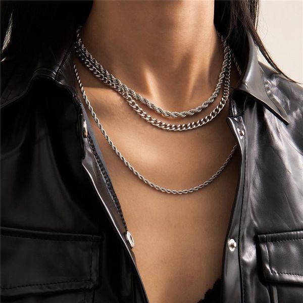 chains europe and america punk hip hop simple three layer chain necklace female temperament generous personality set jewelry, Silver
chains europe and america punk hip hop simple three layer chain necklace female temperament generous personality set jewelry, Silver