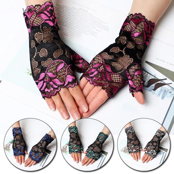 five fingers gloves 1pair breathable sun protection wrist mittens lace half finger female short outdoor supplies, Blue;gray
five fingers gloves 1pair breathable sun protection wrist mittens lace half finger female short outdoor supplies, Blue;gray