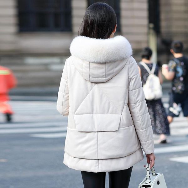 women's leather & faux genuine jacket sheepskin korean short clothes 2021 duck down winter coat women 072-2 yy272, Black
women's leather & faux genuine jacket sheepskin korean short clothes 2021 duck down winter coat women 072-2 yy272, Black