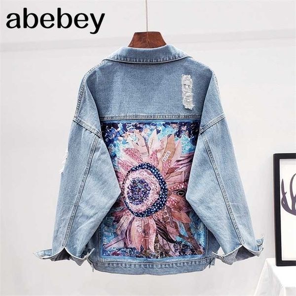 streetwear style print women's denim jacket coat diamonds hole bf jeans outwear female spring autumn casual loose cowboy 211029, Black;brown
streetwear style print women's denim jacket coat diamonds hole bf jeans outwear female spring autumn casual loose cowboy 211029, Black;brown