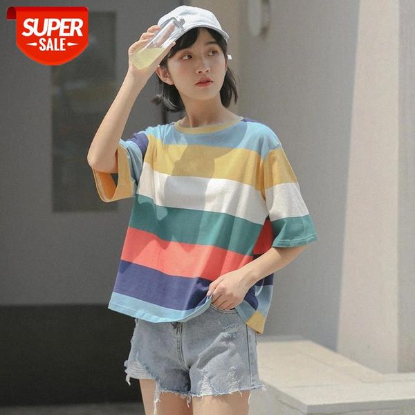women's multi color striped printed loose t-shirts korean style women round neck short sleeve tee summer wdc6688 #6l1w, White
women's multi color striped printed loose t-shirts korean style women round neck short sleeve tee summer wdc6688 #6l1w, White