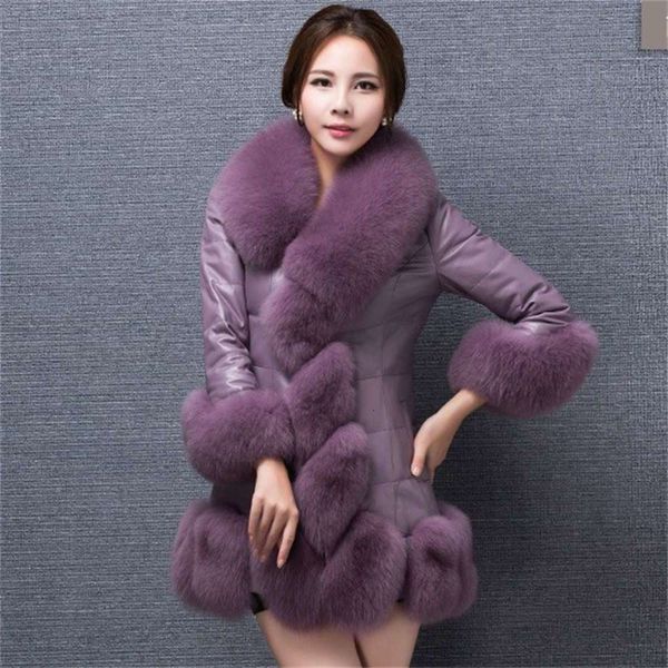 2021new winter haining korean jacket women's middle long imitation fox fur collar slim pu coat, Black
2021new winter haining korean jacket women's middle long imitation fox fur collar slim pu coat, Black
