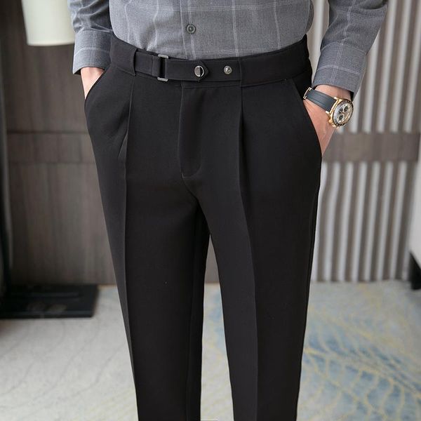 men's suits & blazers men luxury high waist casual slim pants korean fashion versatile long spring clothes office trousers 36, White;black