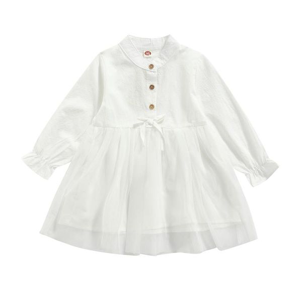girl's dresses 2021 baby white long-sleeved dress with bow decoration shirt mesh stitching elastic band spring and summer clothing, Red;yellow
girl's dresses 2021 baby white long-sleeved dress with bow decoration shirt mesh stitching elastic band spring and summer clothing, Red;yellow