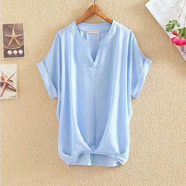 women's blouses & shirts for women shirt pure color temperament v-neck loose and thin cotton linen blusas tallas grandes, White
women's blouses & shirts for women shirt pure color temperament v-neck loose and thin cotton linen blusas tallas grandes, White