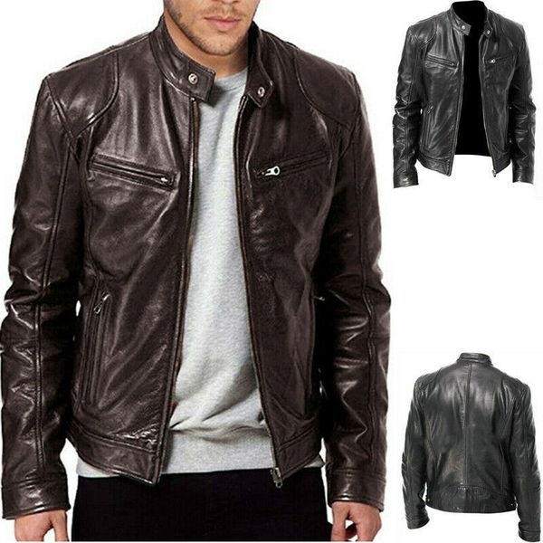 warm winter men's leather jacket long sleeve trench coat motorcycle punk outwear zipper stand collar fit outwear trendy, Black;brown
warm winter men's leather jacket long sleeve trench coat motorcycle punk outwear zipper stand collar fit outwear trendy, Black;brown