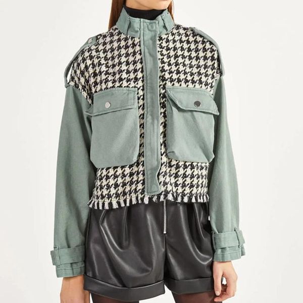 women's jackets merodi women patchwork houndstooth autumn green streetwear female stylish long sleeve pockets woolen jacket chic, Black;brown
women's jackets merodi women patchwork houndstooth autumn green streetwear female stylish long sleeve pockets woolen jacket chic, Black;brown