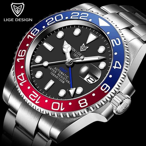 lige men gmt automatic mechanical watch ceramic bezel 316l stainless steel 100atm waterproof clock fashion luminous watches 210728, Slivery;brown
lige men gmt automatic mechanical watch ceramic bezel 316l stainless steel 100atm waterproof clock fashion luminous watches 210728, Slivery;brown