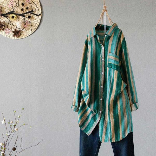 women's blouses & shirts arrival spring women long sleeve loose all-matched casual cotton linen blouse vintage strip ubwt, White
women's blouses & shirts arrival spring women long sleeve loose all-matched casual cotton linen blouse vintage strip ubwt, White