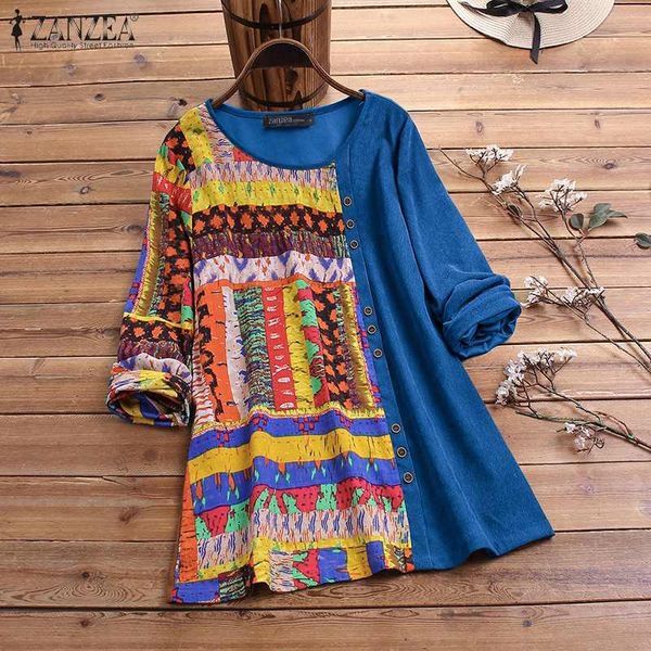 women's blouses & shirts zanzea women and 2021 vintage corduroy printed ethnic long sleeve blusas work office tunic chemise plus size, White
women's blouses & shirts zanzea women and 2021 vintage corduroy printed ethnic long sleeve blusas work office tunic chemise plus size, White