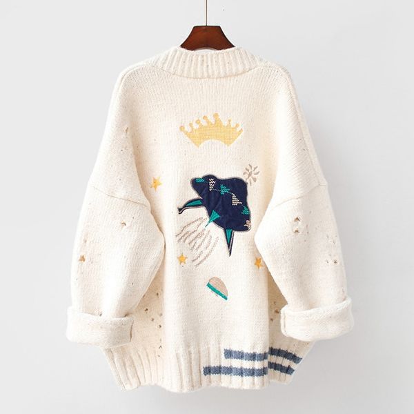 women's sweaters large, embroidered cardigan of cartoons, harajuku-style clothing, loose, v-collar, feminine, knitted or crocheted, for, White;black
women's sweaters large, embroidered cardigan of cartoons, harajuku-style clothing, loose, v-collar, feminine, knitted or crocheted, for, White;black