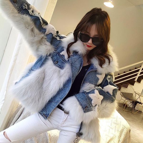women's fur & faux haining autumn and winter 2021 clothes star jeans small fragrance imitation coat women, Black
women's fur & faux haining autumn and winter 2021 clothes star jeans small fragrance imitation coat women, Black