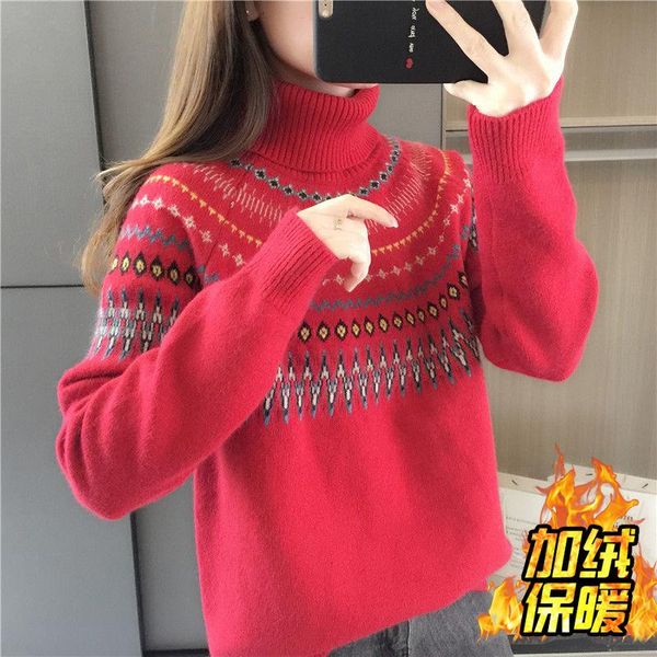 ladies plus velvet turtleneck thick sweater autumn and winter new loose size inner tie knitted bottoming shirt top, White;black
ladies plus velvet turtleneck thick sweater autumn and winter new loose size inner tie knitted bottoming shirt top, White;black