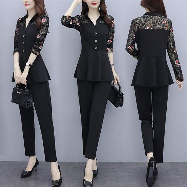 women's two piece pants 2021 spring autumn women pieces suits lady korean half sleeve lace embroidery shirt+long wide leg trousers, White
women's two piece pants 2021 spring autumn women pieces suits lady korean half sleeve lace embroidery shirt+long wide leg trousers, White