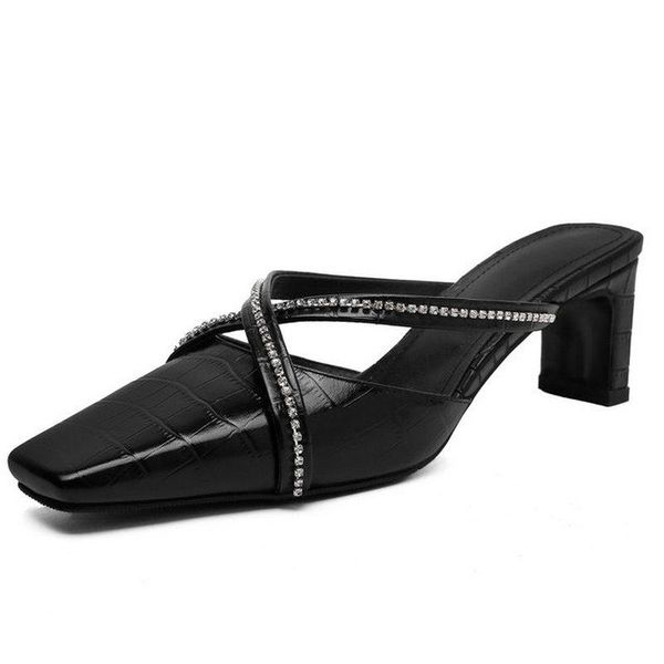 2021 spring summer women mules crystal decoration genuine leather thick high heels pumps summer new wedding party shoes woman, Black
2021 spring summer women mules crystal decoration genuine leather thick high heels pumps summer new wedding party shoes woman, Black