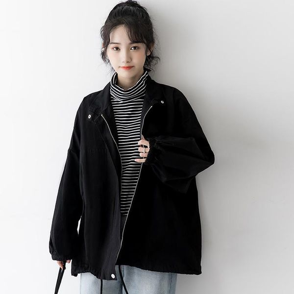 women's jackets 2021 spring simple and versatile coat loose korean casual bf retro hong kong style black jacket, Black;brown
women's jackets 2021 spring simple and versatile coat loose korean casual bf retro hong kong style black jacket, Black;brown
