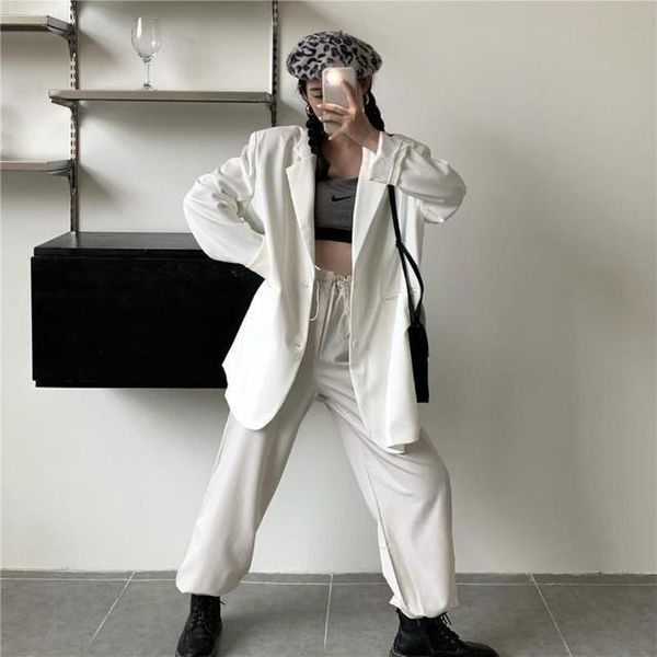 women's suits & blazers 2021 korean fashion white chic autumn women coat causal solid jacket long sleeve loose sweet feminimos, White;black
women's suits & blazers 2021 korean fashion white chic autumn women coat causal solid jacket long sleeve loose sweet feminimos, White;black