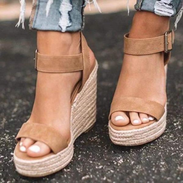 sandals summer women's shoes cross strap platform casual comfortable soft beach plus size high heels 2021, Black