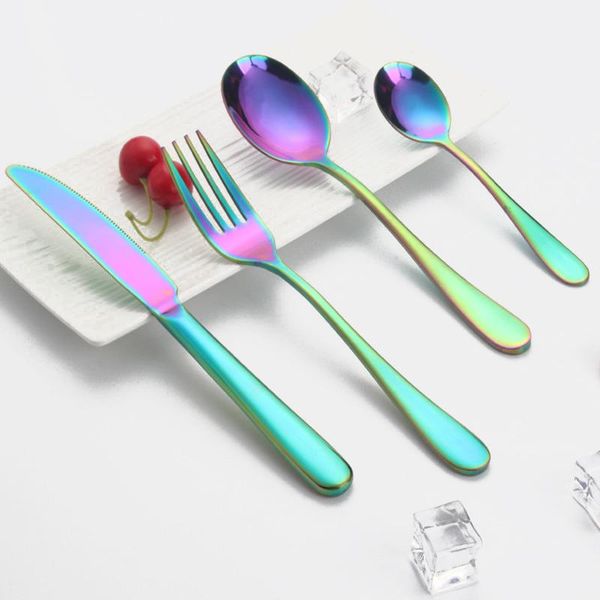 flatware sets steak knife main fork soup scoop stainless steel mirror polished dinnerware set rainbow color tableware elegant 4pcs/set
flatware sets steak knife main fork soup scoop stainless steel mirror polished dinnerware set rainbow color tableware elegant 4pcs/set