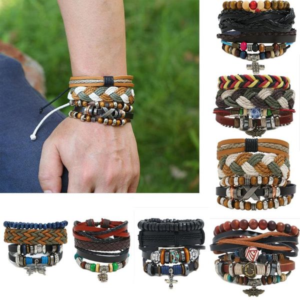 charm bracelets 3 pcs fashion multiple layers punk leather men classic rope chain charms bracelet for armband jewelry gifts, Golden;silver
charm bracelets 3 pcs fashion multiple layers punk leather men classic rope chain charms bracelet for armband jewelry gifts, Golden;silver