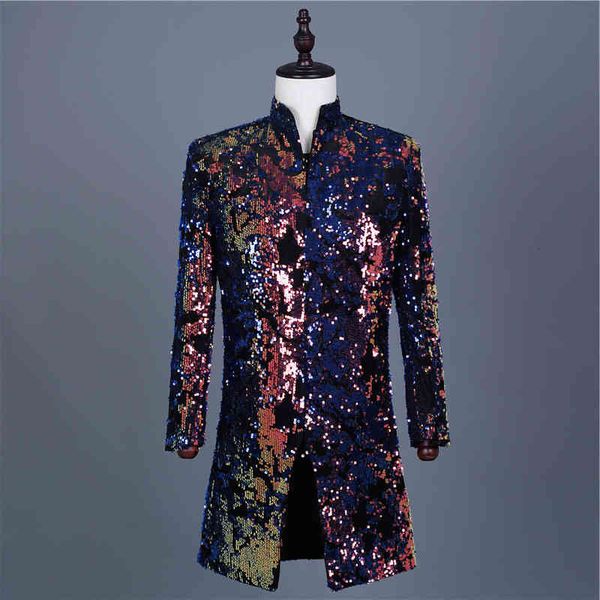 long suit for men's show performance male colorful flip sequins slim coat nightclub blazer, Black;brown
long suit for men's show performance male colorful flip sequins slim coat nightclub blazer, Black;brown