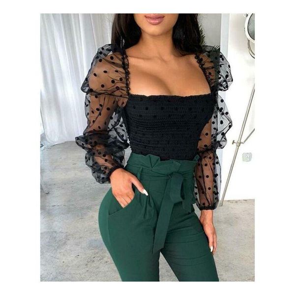 women's blouses & shirts blouse polka dot mesh sheer see-through long sleeve tee t /by, White
women's blouses & shirts blouse polka dot mesh sheer see-through long sleeve tee t /by, White