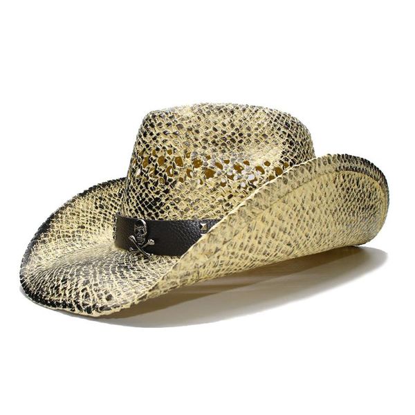 cloches luckylianji summer black vintage women men's wide brim straw beach cowboy cowgirl western hat hollow out skull leather band 58c, Blue;gray
cloches luckylianji summer black vintage women men's wide brim straw beach cowboy cowgirl western hat hollow out skull leather band 58c, Blue;gray