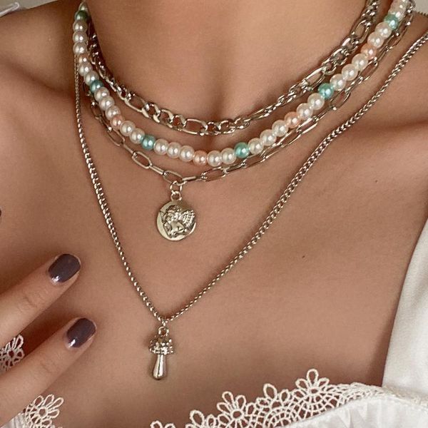 chokers fashion multilayer pearl chains angel portrait pendant charm necklace statement mushroom collar choker for women female, Golden;silver
chokers fashion multilayer pearl chains angel portrait pendant charm necklace statement mushroom collar choker for women female, Golden;silver