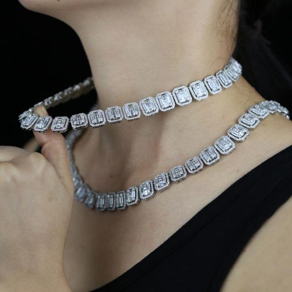 pendant necklaces hip hop iced out bling women wedding choker geometric square baguette cz cluster tennis chain necklace, Silver
pendant necklaces hip hop iced out bling women wedding choker geometric square baguette cz cluster tennis chain necklace, Silver