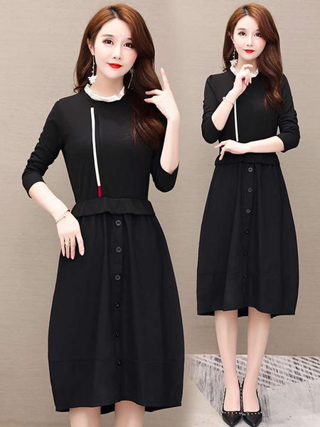 2021 new early autumn stitching fake two piece dress waist long skirt shows high and thin temperament age reduction, Black;gray
2021 new early autumn stitching fake two piece dress waist long skirt shows high and thin temperament age reduction, Black;gray